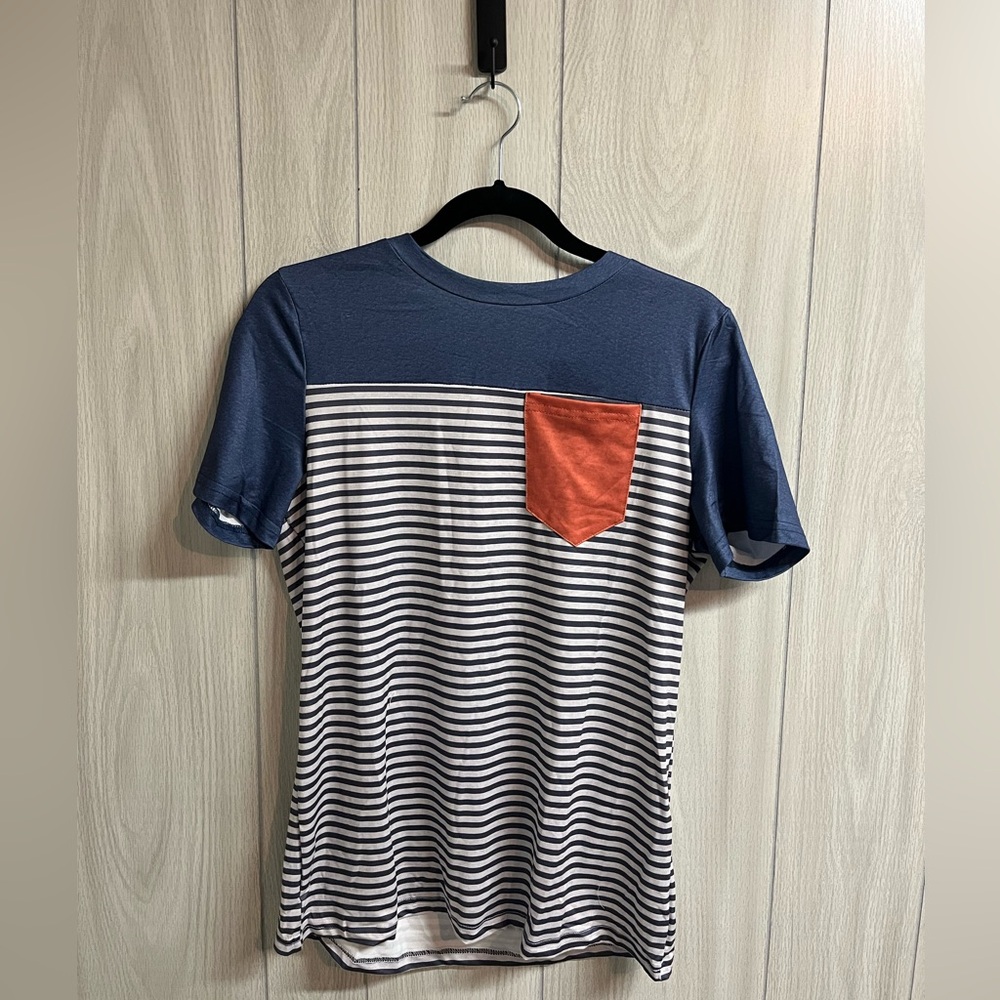 *NEW* Vibrant Striped Print Short Sleeve T-Shirt with Front pocket